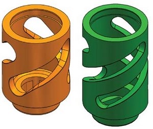 Figs 3 and 4: Curve-sleeve 90° (orange) and 180° (green)