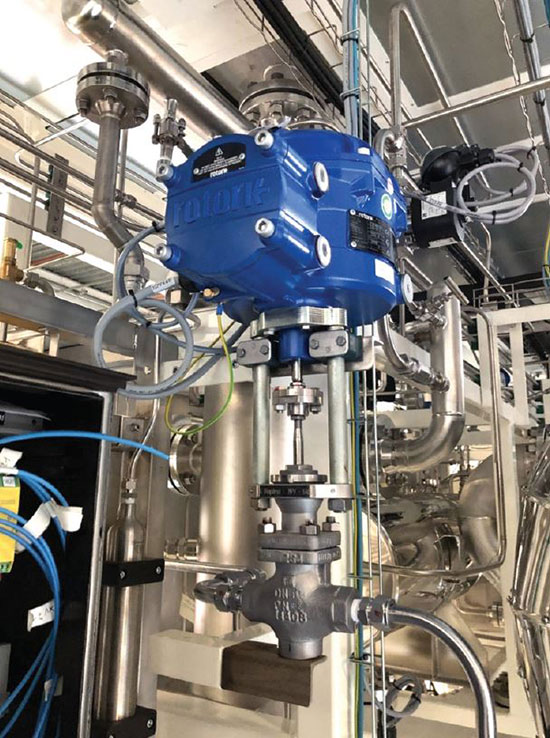 Rotork’s CVL actuator on a hydrogen electrolyser skid