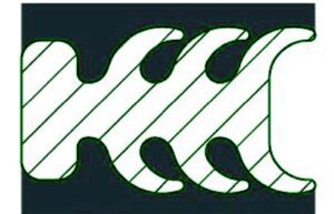 Figure 1. Round-edged beveled ribs compress under pressure. Graphics courtesy of AIGI Environmental Inc.