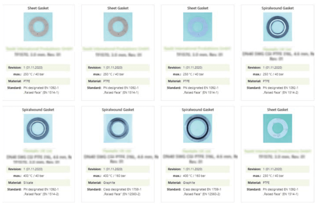 Figure 3. Tile view of the preselected gaskets.