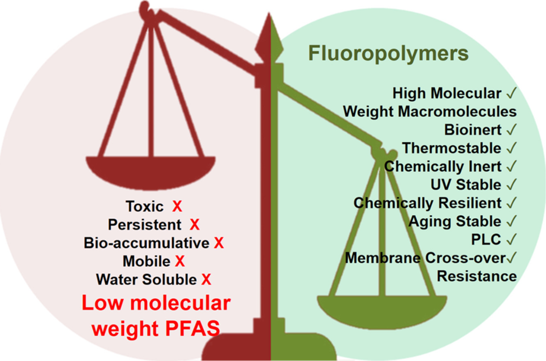 Figure 3. Non-polymer PFAS (low molecular weight PFAS) vs polymer PFAS (fluoropolymers).