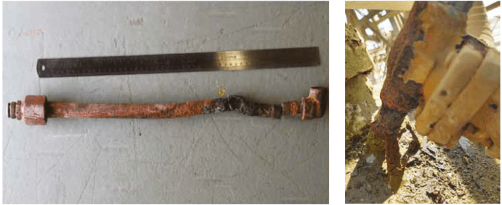 Figure 3: External corrosion (a) drain connection of buried pipeline valve led to external leak, (b) sever corrosion under insulation for body vent valve.