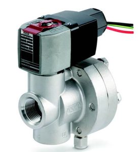 The ASCO™ Series 223 is a solenoid pilot-operated valve designed for high-pressure applications. The rugged valve has a unique stainless steel piston construction built to withstand high-flow pressures up to 100 bar
