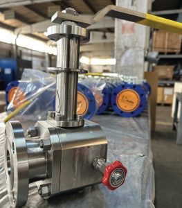 Figure 2. Extended bonnet cryogenic valve under assembly, developed to handle extreme thermal contraction and ensure long-term performance