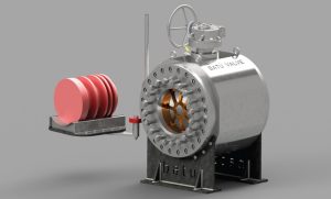 Figure 3. Compact integration for demanding environments: The wafer pig valve’s side-mounted pig tray and robust construction support high-frequency pigging in offshore, petrochemical and water transmission pipelines.
